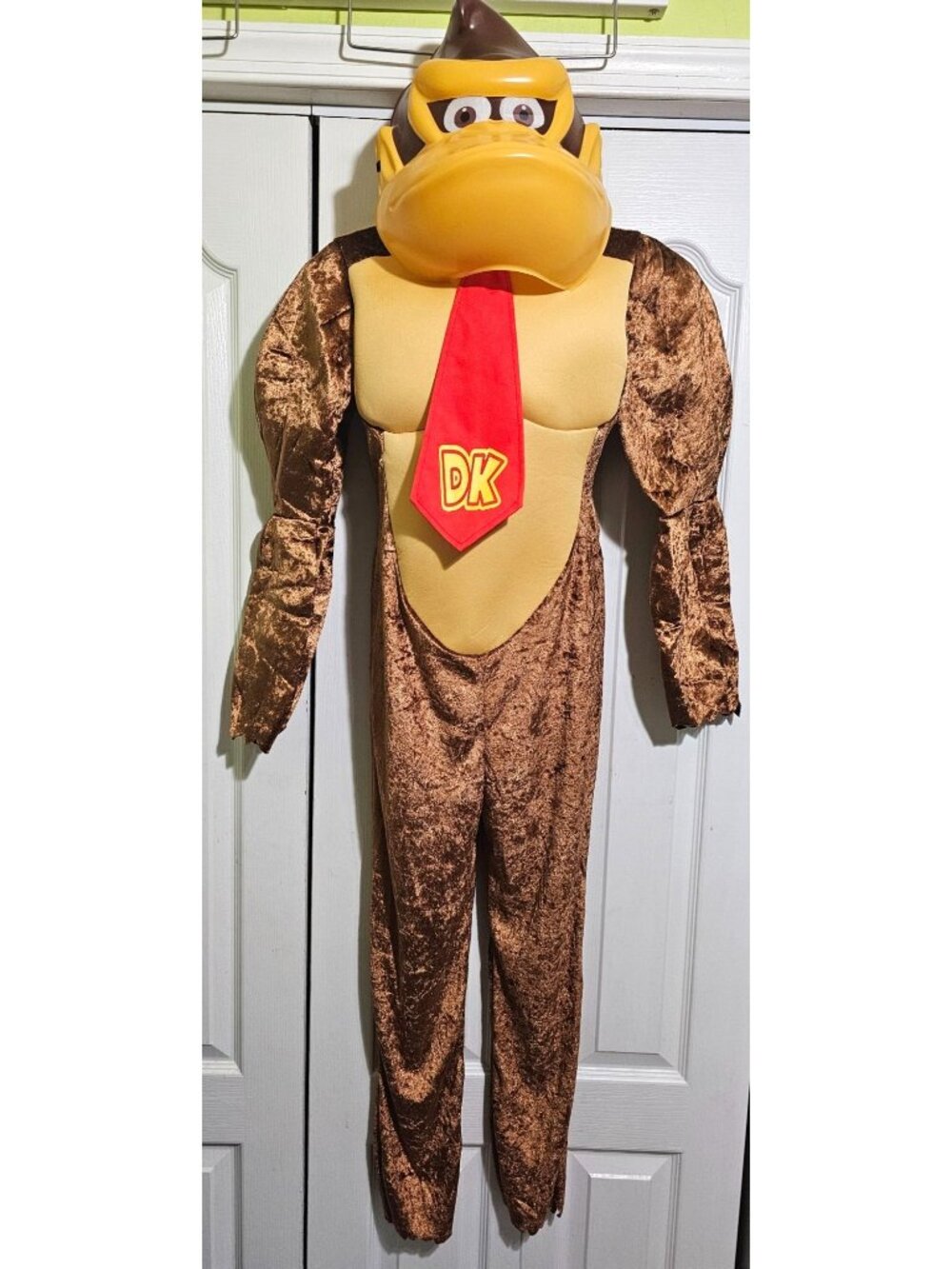 Donkey Kong Costume Boys 7-8 Mask Tie Super Mario Nintendo Halloween Kids Game